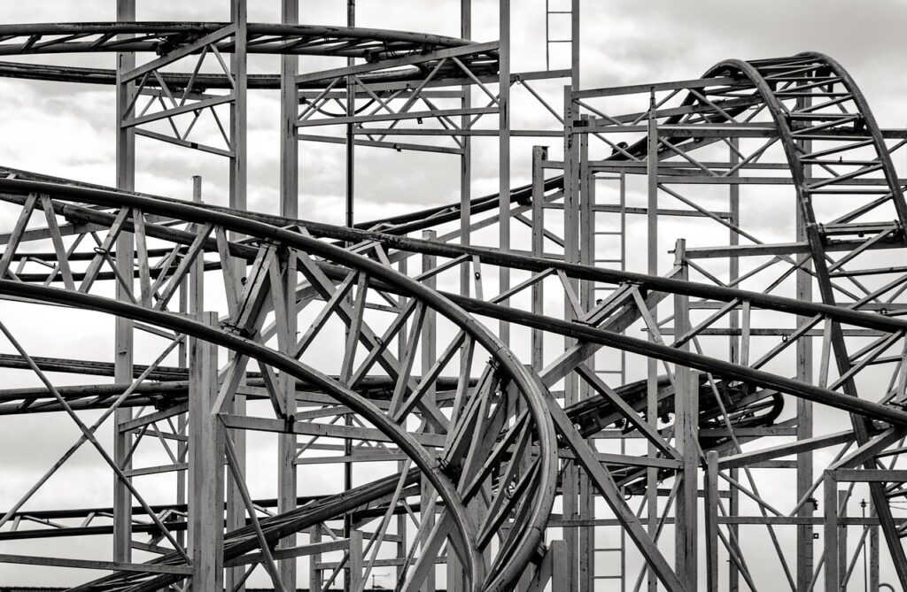 rollercoaster, steel, construction, amusement, tracks, structure, rollercoaster, rollercoaster, steel, steel, steel, steel, steel, construction, construction, construction, construction, structure